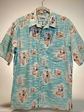 Reyn Spooner Underwater Diver Coral Hawaiian Shirt Vintage Korea